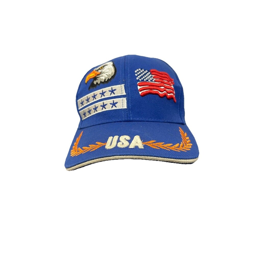 USA American Eagle Flag Hat Patriotic Blue Rounded Brim One size fits all, Velco